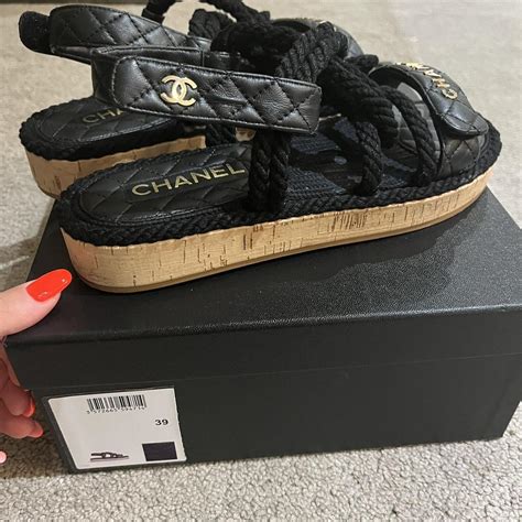 chanel cord & lambskin sandals|cord channel lowe's.